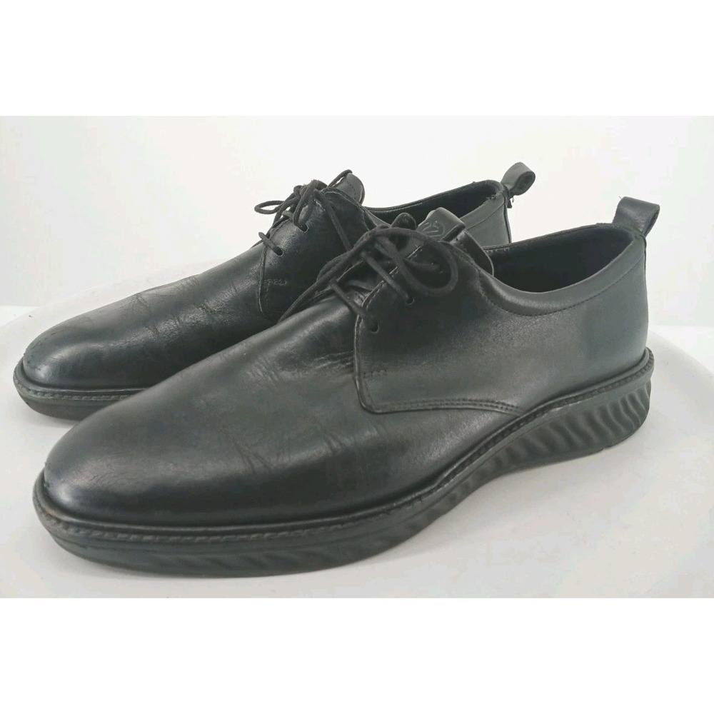 Ecco Mens Hybrid Black Leather Oxford Shoes Comfort Casual Walking SZ 11   DB3